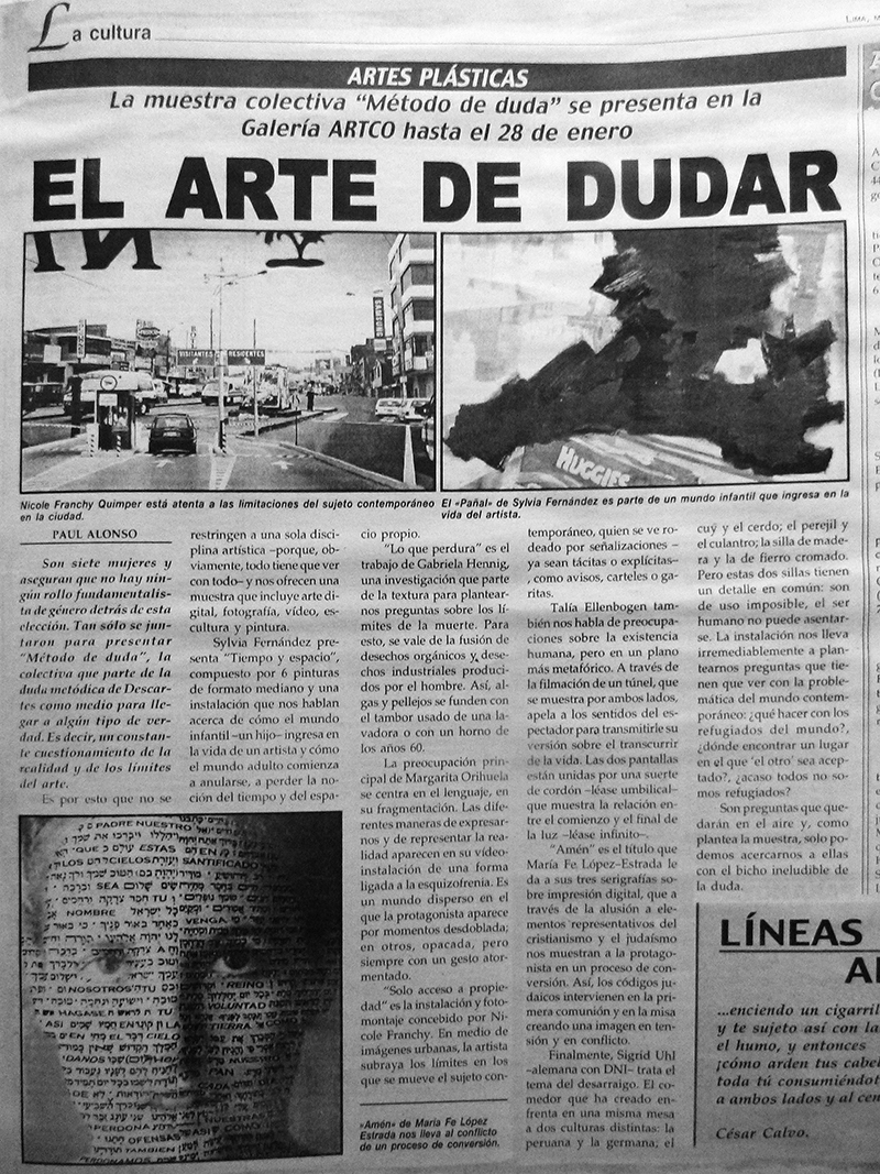 "El arte de dudar" - Paul Alonso escribe sobre Gabriela Hennig el año 2013 en "La Cultura"