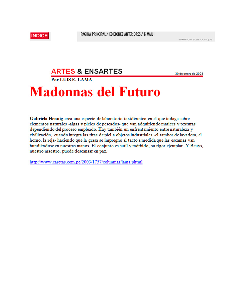 Madonnas del futuro - Artículo de Luis Lama en Caretas - 30 de Enero 2013